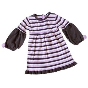 Rabbit Moon 100% cotton striped sweater dress 18-24m
